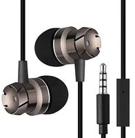 YUEMIDAMY 3.5mm Jack Headphones Built-in Microphone in Ear Stereo Wired Earphones,Wired Metal Headphones Noise Lsolating Stereo Bass Sport Earphones Compitable Phone/MP3/MP4/Laptop and More (Black)
