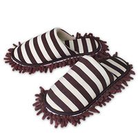 QJSDM Cleaning Tools Multifunction Ground Microfiber Flooring Clean Mop Dust Remover Slippers Detachable Floor Wipe Stripe Chenille Lazy Shoe Cover,Brown
