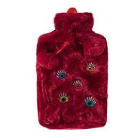 BiggDesign Hot Water Bottle with Soft Fleece Cover - Hot Cold Pack Made of Burst Resistant Thermoplastic Helps Relieve Muscle Aches & Pains, Menstrual Cramps, Flu Symptoms - 2L/Faux Fur/Claret Red