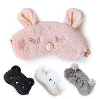 Cute Sleep Mask - Soft and Comfortable Animal Plush Blindfold Eye Cover for Kids Girls Women, Great Eyeshade for Travel, Shift Work, Meditation, Washable (Pink)