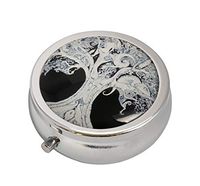 COWGOGO Tree of Life Custom Design Fashion Silver Round Glass Pill Case Decorative Metal Pill Box
