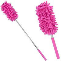 New Handle Extendable Duster Office Home Car Microfibre Dust Cleaning Brush Tools (Rose Red)