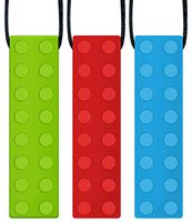 Panny & Mody Sensory Chew Necklace Pendant Chewable Jewelry Set for Boys and Girls(3 Pack), Silicone Oral Motor Sticks for Kids with ADHD, Teething, Autism, Biting Needs (Red, Green, Blue)