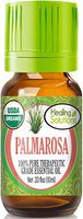 Organic Palmarosa Essential Oil (100% Pure - USDA Certified Organic) Best Therapeutic Grade Essential Oil - 10ml