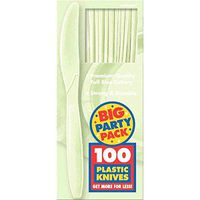 Amscan 43603.115 Big Party Pack Plastic Knives, 8" x 3.6", Leaf Green