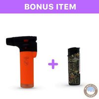 Eagle NEON 4in Torch Jet Blow Lighter with Safety Lock Adjustable Flame Orange& Free Lighter