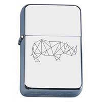 Rhino Art Flip Top Dual Torch Em1 Smoking Cigarette Silver Refillable Dual Flame