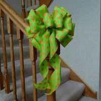 10” Wide Green & Orange Polka DOT Bow for Easter, Halloween, Birthday Decoration nqLG -41