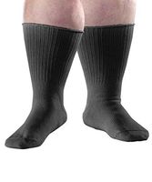 Extra Wide Diabetic Socks - Swollen Feet Stretch Care Socks - Edema Socks - Black LGE