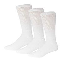 3 Pairs of Cotton Diabetic Neuropathy Crew Socks (10-13, White)