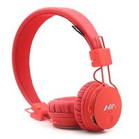 Kids Wireless Bluetooth 4.2 Headphones, GranVela X2 Lightweight Retro Foldable Multifunction Headphones with FM Radio, TF Card Mp3 Player and Microphone,3.5mm Jack (Red)