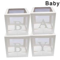 Alexsix 4Pcs/Set Baby Shower Party Decor Balloon Box, Baby Shower Boxes Party Decorations, Transparent Cardboard Box Xmas Gift Birthday Party Gender Reveal Backdrop