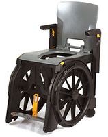 Travel Pal - 4 in 1 Portable Travel Commode Shower Wheelchair Combo With Solid Seat, Carry Bag w/Rolling Casters and Collection Pan