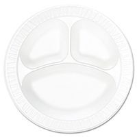 Dart 10CPWCR 10.25 in White Unlaminated Foam 3 Comp Plate (Case of 500)