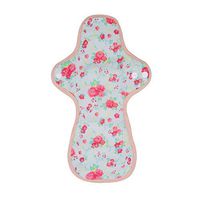 Luckypads Certified Organic Cotton Reusable Washable Cloth Menstural Pads, No Fragrance and Chemical, Customizable Absorbency for Period Needs (Overnight, Red Flower)