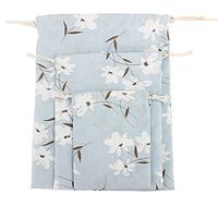 Nuni White Floral Pattern Cotton Double Drawstring Pouches Muslin Bags Gift Bags Sacks Sachet Bags for Jewelry Candy Favors Wedding Birthday Party Blue 3 Sizes Available 1-12 Counts (7.5x9.5/3 Bags)