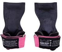 Lifting Grips PRO Weight Gloves Best Heavy Duty Straps Alternative to Power Hooks Deadlifts Adjustable Neoprene Padded Wrist Wrap (PkStRb, Medium 6.50"-7.50" Standard Wrist Size)