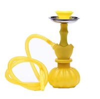Arabian High Quality Hookah Finished Set - Silicone Hookah Set Pipe + Clip + Smoke Pot + Bottle + Plate Hookah Shisha,Yellow