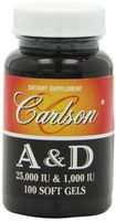 Carlson Labs Vitamin A and D, 25000/1000 IU, 100 Softgels