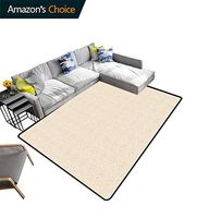Bigdatastore Beige Geometric Floor Comfort Mats, Arabesque Oriental Inspirations Swirled Lines Foliage Vintage Illustration, Easy Maintenance Area Rug Living Room Bedroom Carpet(2.5'x 7')