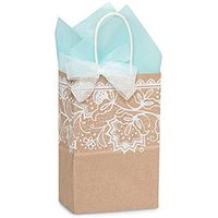 NW Lace Borders Paper Shopping Bags - Rose Size - 5 1/2 x 3 1/4 x 8 3/8in. - 25 Pack