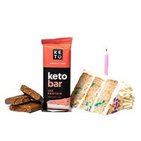 Perfect Keto Bars - The Cleanest Low Carb Keto Snacks with Collagen and MCT. No Sugar Added, Keto Diet Friendly - 3g Net Carbs, 17g Fat, 13g Protein - Keto Diet Food Dessert (Birthday Cake, 12 Bars)