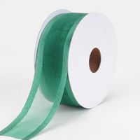 BBCrafts Hunter Green Organza Ribbon Two Striped Satin Edge 1-1/2 inch 100 Yards