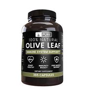 Natural Olive Leaf, 365 Capsules, 6 Month Supply, 940 mg, No Magnesium or Rice Fillers, Gluten-Free, Antioxidants, Made in USA, Contains 20% Oleuropein, Undiluted Olive Leaf with No Additives