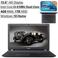 Acer Aspire Flagship High Performance 15.6 Inch HD Laptop PC | Intel Core i3-6100U Dual-Core | 2.3 GHz | 4GB RAM | 1TB HDD | DVDRW | Bluetooth | WIFI | Windows 10 (Black)