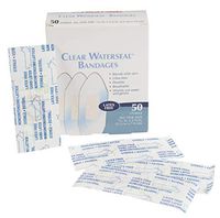 Adhesive Strips. Pack of 50 Clear Adhesive Bandages for Wound Protection. Sterile Bandages with Non-Adherent pad. Single use. Thin, Breathable, Flexible Strips. Easy to Apply.