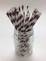 Aardvark Chocolate Brown Striped Paper Drinking Straws (Qty of 100 - Made in USA)