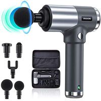 Quiet Glide Technology Massage Gun,ENEACRO Handheld Deep Tissue Percussion Massager Device for Athletes,4 Speeds and 6 Heads,Pure Wave Fascial Gun with Case(Gray)