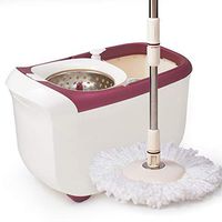 Broom and Dustpan With Long Handle Telescopic Upri Rotating mop - stainless steel lazy mop, household absorbent mop (Size : There are four mop heads)