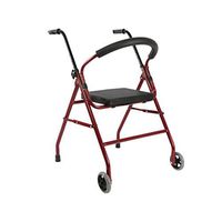 Jonigo Elderly Walker with Seat Wheeled Old Man Four-Legged Cane Stool Auxiliary Walker Hand Push Foldable