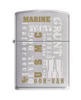 Zippo USMC Words Brushed Chrome Pocket Lighter
