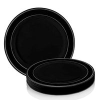 Elegant Disposable Plastic Dessert Plates 120 Pcs - 7.5" Heavy Duty Fancy Black Silver-Rimmed Appetizer Plates - Reusable Salad Plates For Wedding, Easter, Thanksgiving, Birthday Party & All Occasions