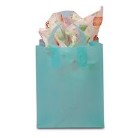 Light Blue Frosted Plastic Bags with Handles | Quantity: 250 | Width: 8" Gusset - 5"