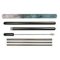 LASTRA High Fashion Reusable Stainless Steel Straw Set 3 Metal Nested Drinking Straws Stainless Steel Housing Wide Smoothie Straw Standard Soda Straw and Hot Beverage Sip/Stir Straw (Gunmetal)