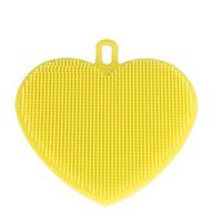 Silicone Washing Brush, InKach Heart Shape Silicone Dishwashing Sponges Wash Bowl Brush Soft Environmental Silicone Dish Brush (Yellow)