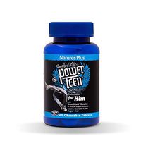 NaturesPlus Power Teen for Him Chewable - 60 Vegetarian Tablets - Wild Berry - Multivitamin for Young Men - Promotes Muscle Growth, Strength & Endurance - Sugar Free, Vegan, Gluten-Free - 30 Servings