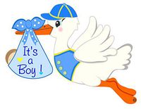 Cute News It's a Boy Stork Door Announcement Sign - Welcome Home Newborn Baby Hanger - Outdoor Shower Art Decoration - Special Delivery - Blue