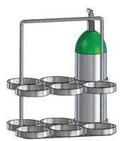 FWF Oxygen Rack W/Handle Holds 6 (M-22 OR JD 5.50 Style) CYLINDERS Diameter of 5.25" Made in USA