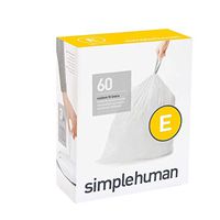 simplehuman Code E Custom Fit Drawstring Trash Bags, 20 Liter / 5.2 Gallon, 3 Refill Packs (60 Count)