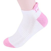 Laulax Achilles Tendon Protection Coolmax Professional Running Socks UK 3.5-6.5 Achilles Tendon Protection White with Pink Toe