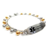 My Identity Doctor - Women's Medical ID Bracelet with Engraving - 316L 2mm Steel Drops - Black - Wrist Size 8.25 Inch