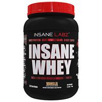 Insane Labz Insane Whey,100% Muscle Building Whey Protein, Natural Flavors,Pre or Post Workout, BCAA Amino Profile, Mass Gainer, Meal Replacement,Kosher Halal Approved,2 lbs, Vanilla