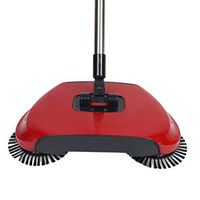 Household Hand Sweeping Machine Without Electricity and 360 Degree Rotating,Automatic Cleaning Hand Push Sweeper Broom Without Electricity Dustpan Trash Bin (Red)
