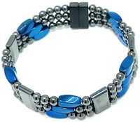 Tri Power BLU 3 Strand 100% Black Magnetic Hematite Bracelet with Powerful Rare Earth Magnetic Clasp (8.75")