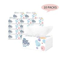 4-Ply Facial Tissues, Baby Paper Towels Flushable Handkerchief Paper Towels Disposable Hand Towels Absorbency Soft Skin-Friendly 300 Sheets/Pack(Case of 10 Packs)