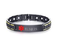 XUANPAI ELIQUIS Stainless Steel Magnet Therapy Medical Alert ID Bracelet for Men Women,Adjustable